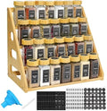 4Tier Bamboo Spice Rack Organizer with 28 Glass Spice Jars Empty 4 oz