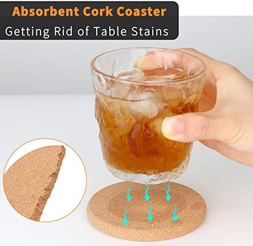 12 Pack 0.4" Ultra Thick Cork Coasters for Drinks 3.9" Diameter