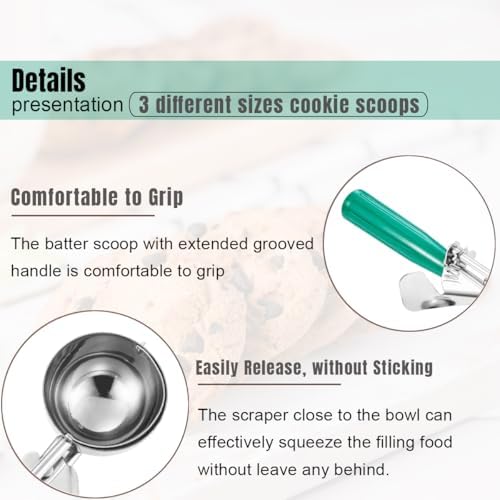 Saebye Cookie Scoop Set, Ice Cream Scoop Set, Cookie Scoops for