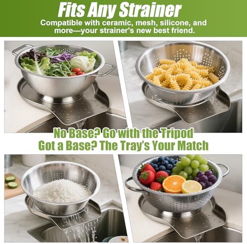 Palksky Colander and Strainer Self Drainer Base Plate Stainless Steel