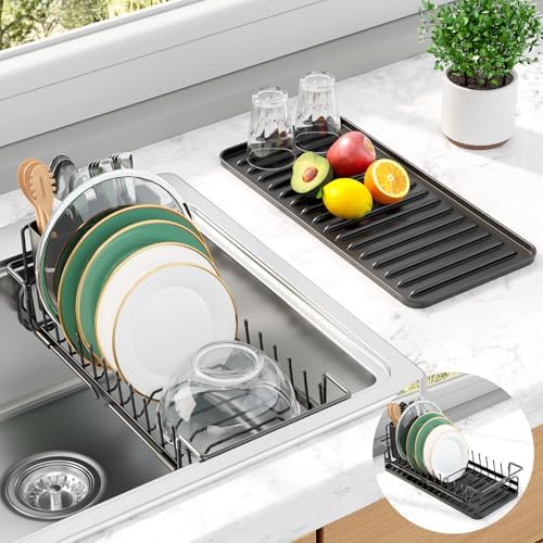 Kitsure Expandable Dish Rack, Medium, Black
