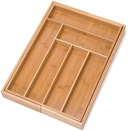 Bamboo Expandable Kitchen Cutlery Utensils Drawer Organizer Premium