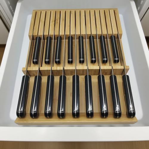 Bamboo In-Drawer Knife Block, 17 Slots