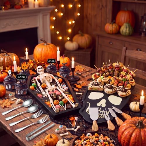 2 Set Halloween Coffin Charcuterie Board Kit with 46 Pcs Gothic