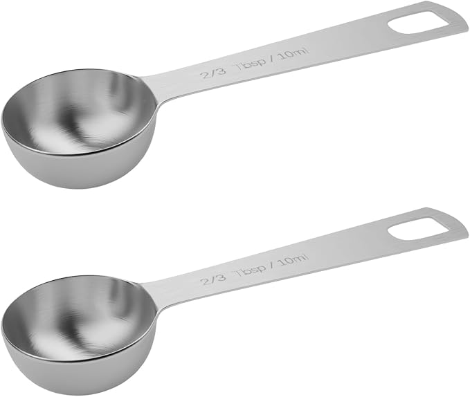 2PCS 2/3tbsp Single Measuring Spoon, Stainless Steel Individual Teaspoons Only by BERYLER