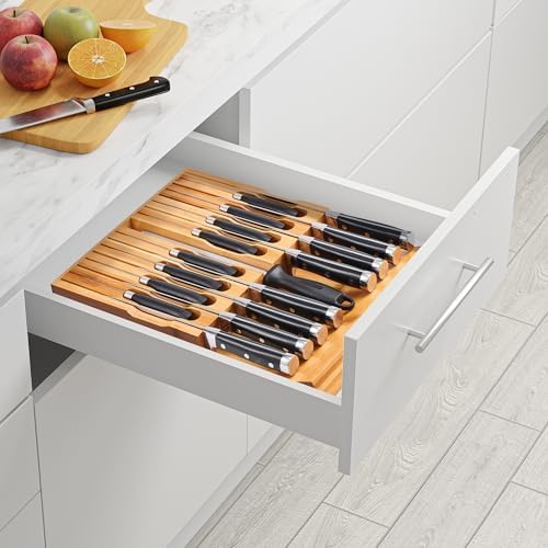 VaeFae Adjustable Bamboo Drawer Dividers and Knife Drawer Organizer