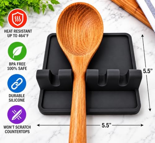 Spoon Rest for Stove Top, Silicone Spoon Holder for Kitchen Counter
