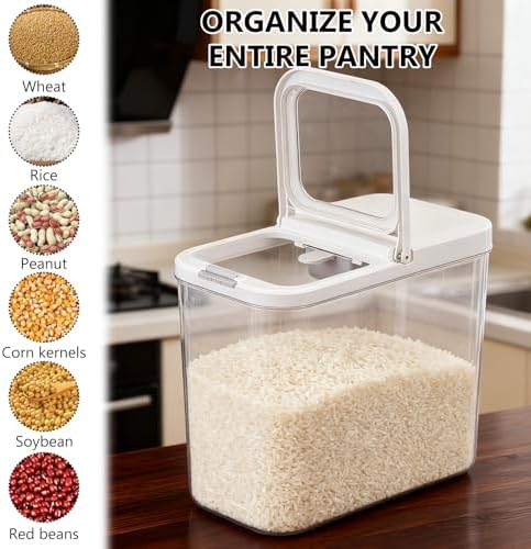 YEXEXINM 20-25 lbs Rice Dispenser with Measuring Spoon 11.4Qt/12L Tall