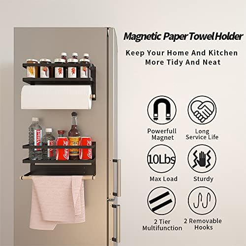 Black Magnetic Paper Towel Holder and Spice Rack