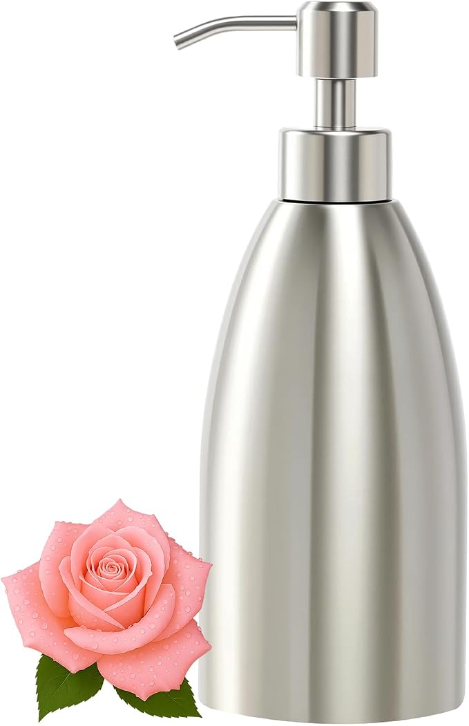 304 Stainless Steel Soap Dispenser 16oz Rust-Proof Liquid Soap Pump Bottle by Emarful