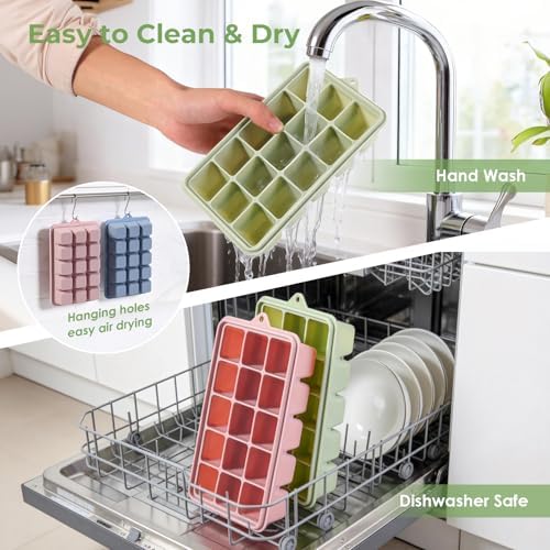 Silicone Ice Cube Tray 3 Pack, BPA Free Ice Trays for Freezer
