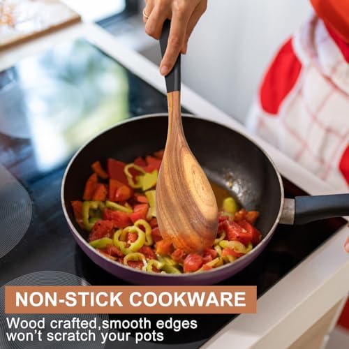 2 Large Wooden Spoons for Cooking Non Toxic Mixing Wood Serving Spoon