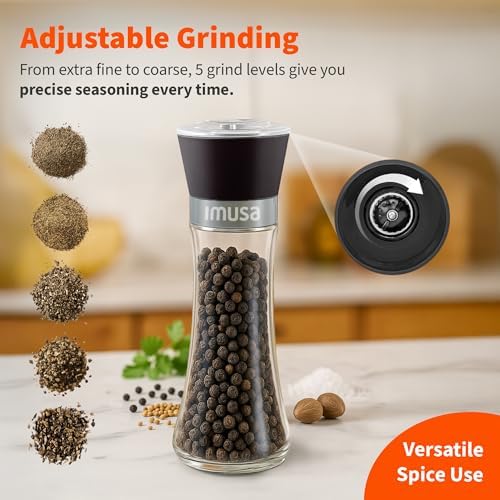 IMUSA Salt Shaker and Pepper Grinder Set, 2-Pack