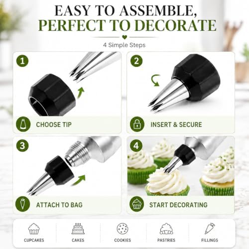 Black Cake Decorating Syringe Set - Reusable Icing Syringe with Tips