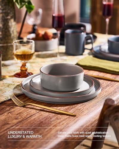Famiware Nebula Ridge 24-Piece Stoneware Dinnerware Set, Multi-color