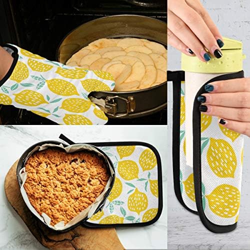 QMXO Tropical Leomen Pattern Oven Mitts Quilted Cotton Lining