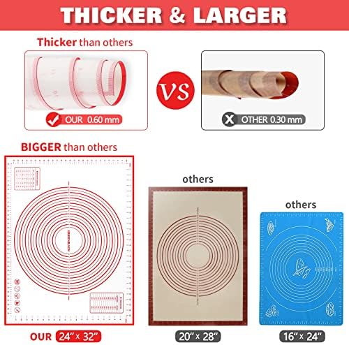 Silicone Pastry Mat Extra Thick Large Non Stick Baking Supplies