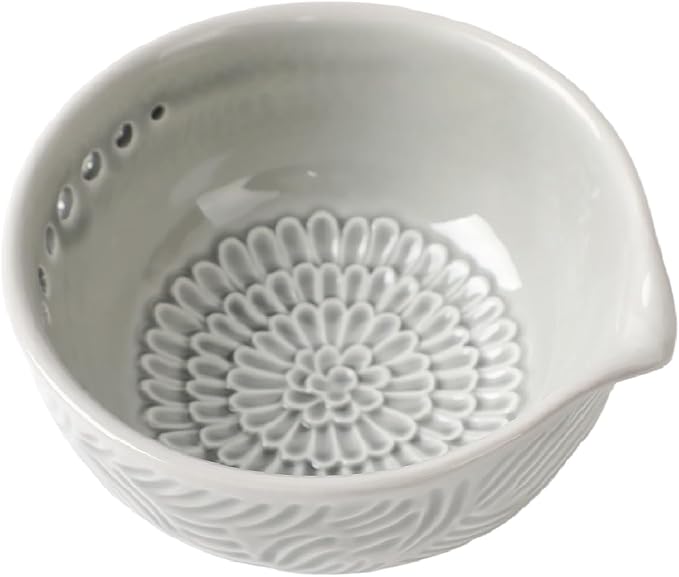 Ceramic Grater Bowl with Herb Stripper, 3 in 1 Handmade Ginger Grater Bowl by Unknown
