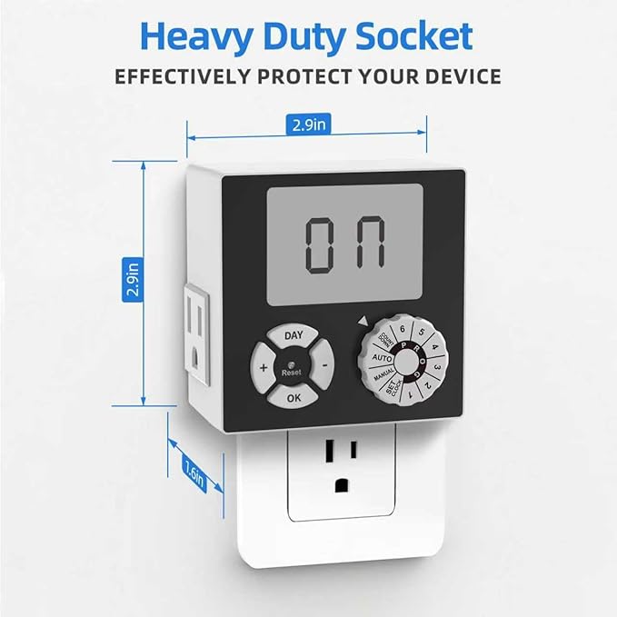 TiFFCOFiO Indoor Mechanical Outlet Timer, 3 Prong Timers - Image 2