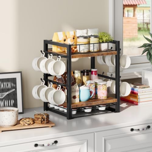 HOOBRO Coffee Mug Cup Holder, Tree Bar Station Organizer for