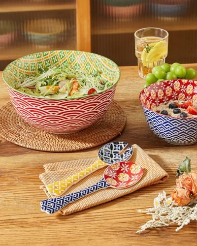 Metahom Ceramic Mixing Bowls Set of 3, Large Serving Bowls, Vibrant