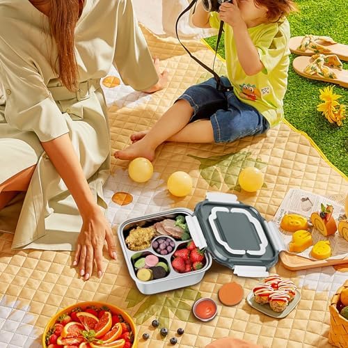 64oz Salad Bowl, Lunch Salad Container contain 4-Section Bento Tray