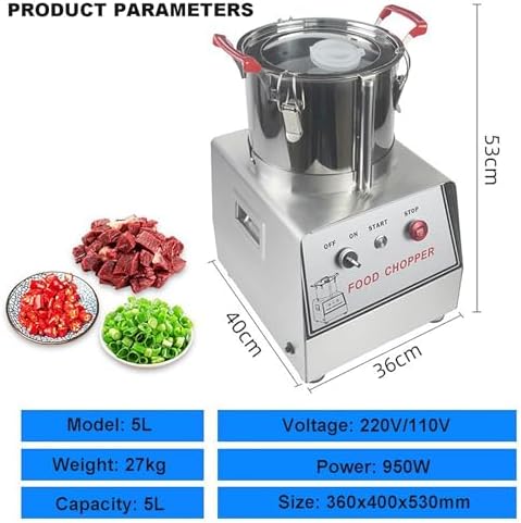 Commercial Food Processor, 5L Stainless Steel Bowl