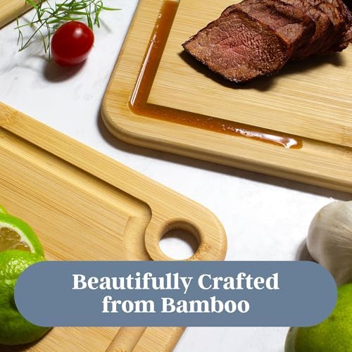 Totally Bamboo Cutting Boards for Kitchen with Juice Groove, Set of 3