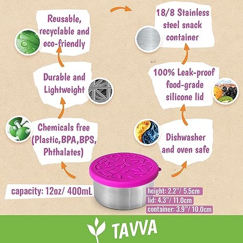 TAVVA 2 X 12oz Stainless Steel Food Storage Containers with Lids