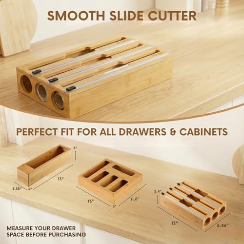 9 in 1 Storage Bag Organizer for Kitchen Drawer, Bamboo Foil and
