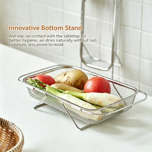 Expandable Stainless Steel Sink Colander Basket, Adjustable Kitchen