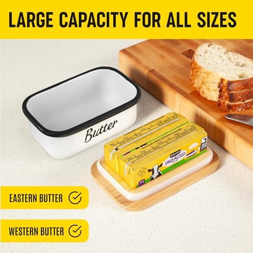 Butter Dish with Lid for Countertop & Refrigerator - Unbreakable Metal