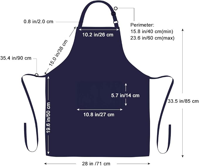 Jubatus 2 Pack Bib Aprons with 2 Pockets Cooking Chef Kitchen Apron - Image 7