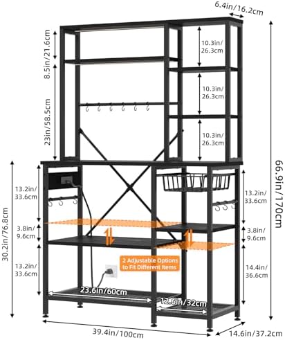 SUPERLELE 6-Tier Bakers Rack with Power Outlets