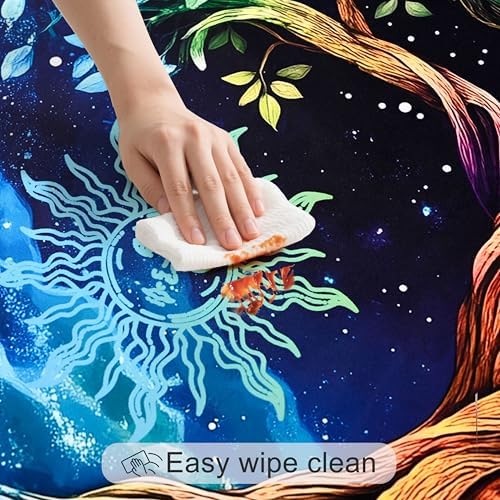 juniissl Sun Moon Tree Tablecloth Washable Round Table Cover for