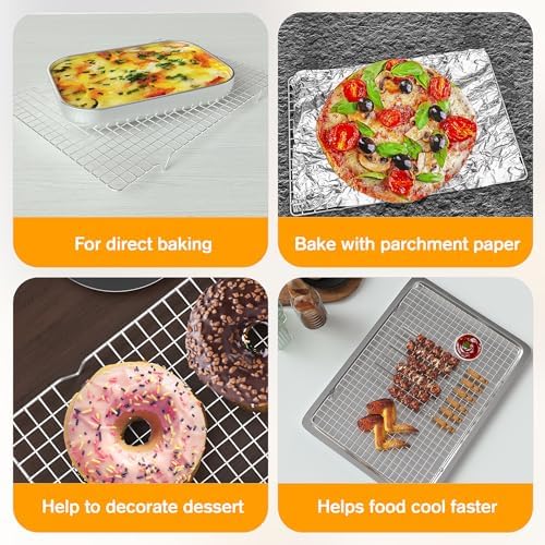 2 PCS Cooling Racks for Cooking and Baking, 11.65''x16.85'', Silver