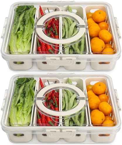 2 Pcs Salad Bar Containers for Fridge with Lid