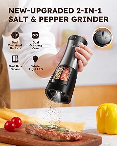 Sangcon 2-in-1 Electric Salt and Pepper Grinder with LED Light