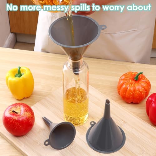 Plastic Kitchen Funnel Set of 3, Durable Round Food Grade Cooking