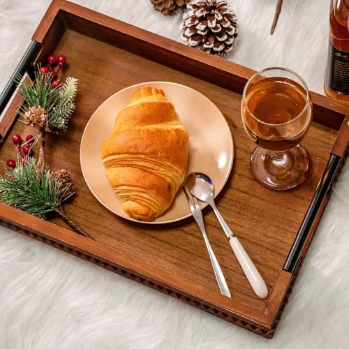 Wooden Serving Trays with Metal Handles 15 X 11inch Vintage Ottoman
