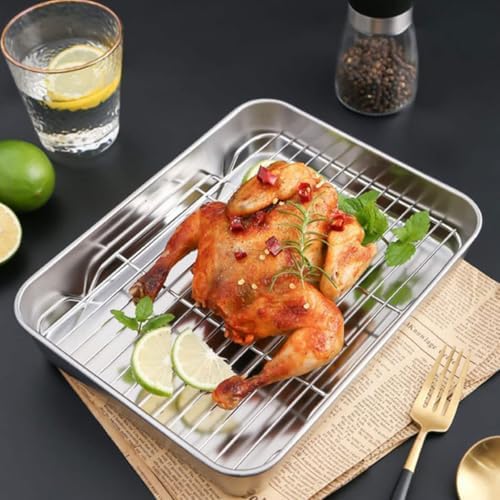 2 Sets Baking Sheet with Cooling Rack Stainless Steel Cookie Pan