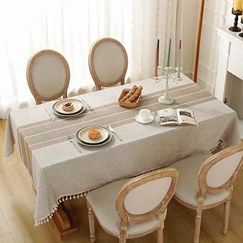 Laolitou Rustic Tablecloth Cotton Linen Waterproof Farmhouse