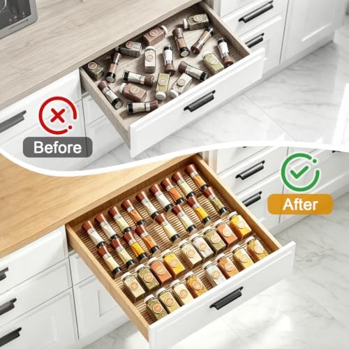 16 Pack Acrylic Drawer Spice Organizer, Expandable From 11''-22''