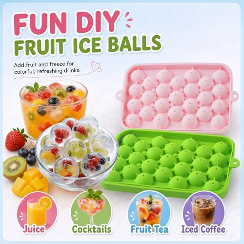 Small Ice Ball Mold, 2Pack Round Ice Cube Trays with Lid, 1Inch