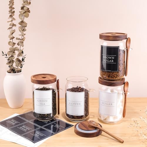KOSKIMER Coffee and Sugar Container Set, Glass Jars