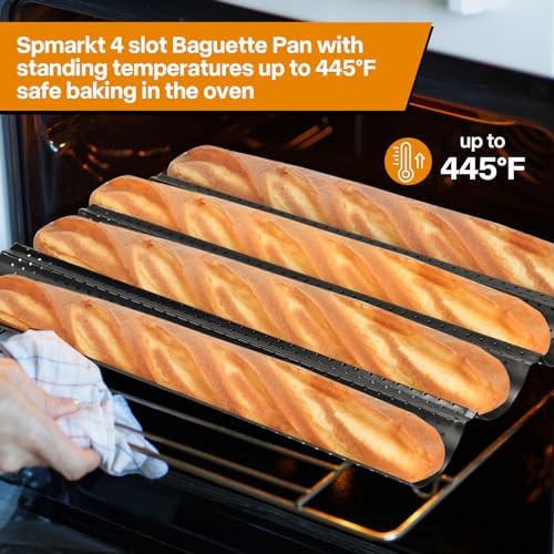 4-Slot French Baguette Pan Set, Non-Stick French Bread Pan, Baguette