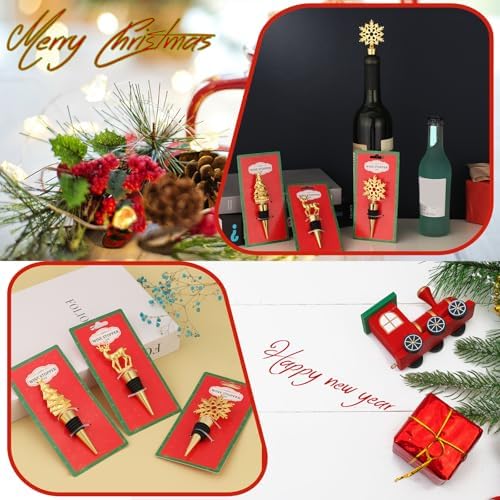 Wine Bottle Stopper,3 Pieces Christmas Snowflake Tree Deer Decorative