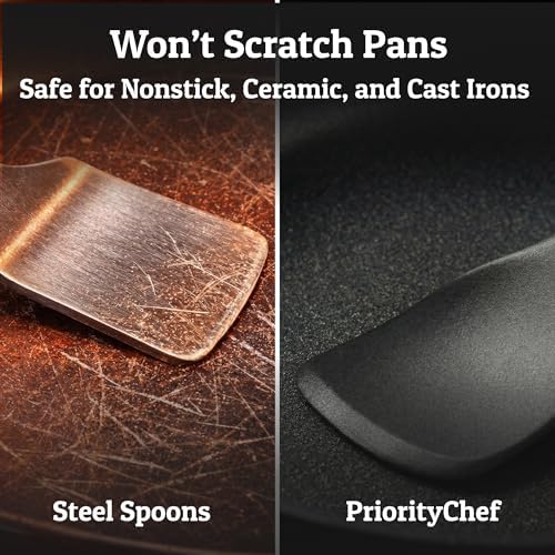 PriorityChef Silicone Cooking Utensil Set, Wooden Handles, Black