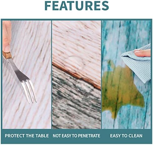 Farmhouse Round Fitted Tablecloth with Elastic Edge Wood Texture