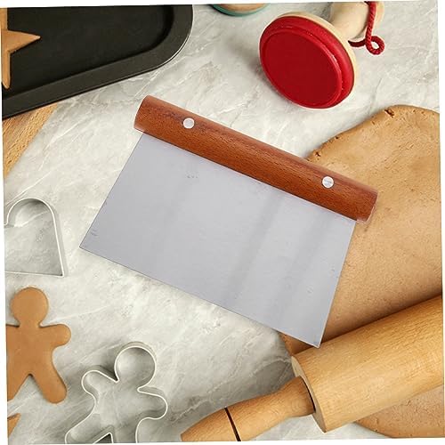 Kitchen Scraper Dough Cutter with Wood Handle Stainless Steel